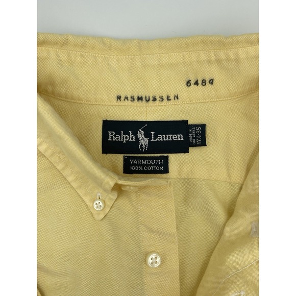 Vintage Ralph Lauren Shirt Men's 17.5 - 35 Yellow Yarmouth Button Down Oxford - Picture 2 of 5